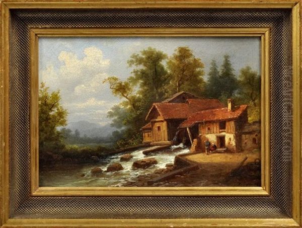 Landschaft Mit Wassermuhle Oil Painting by Coelestin Bruegner