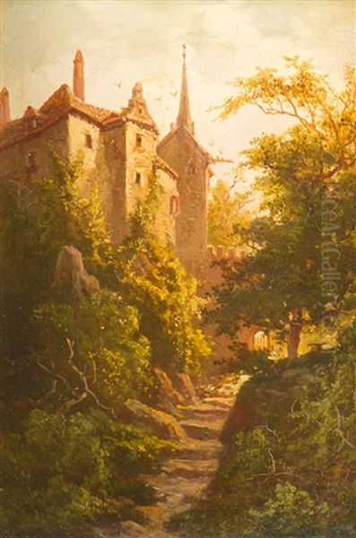 Schloss Klenau Bei Kattau/bohmen Oil Painting by Coelestin Bruegner