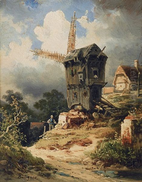 Windmill Oil Painting by Coelestin Bruegner