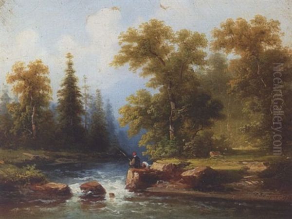 Gebirgsee Oil Painting by Coelestin Bruegner