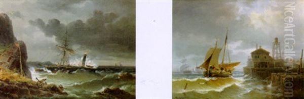 Einlaufender Ewer Vor Dem Sturm Oil Painting by Coelestin Bruegner