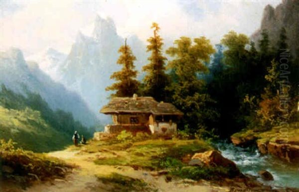 Views Of The German Countryside Oil Painting by Coelestin Bruegner