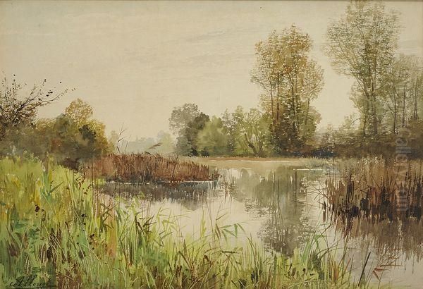 Bord D'etang Oil Painting by Auguste Allonge