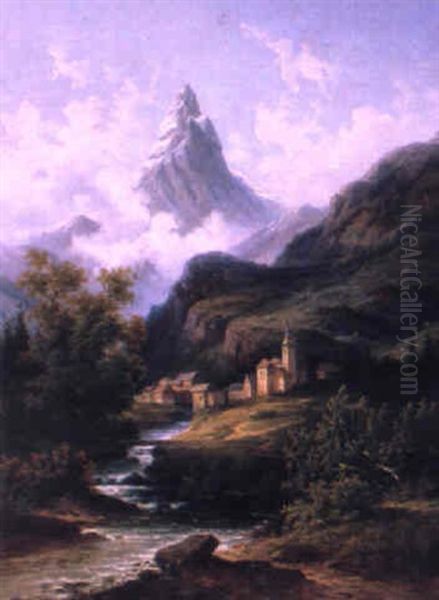 Ansicht Von Zermatt In Der Schweiz Oil Painting by Coelestin Bruegner