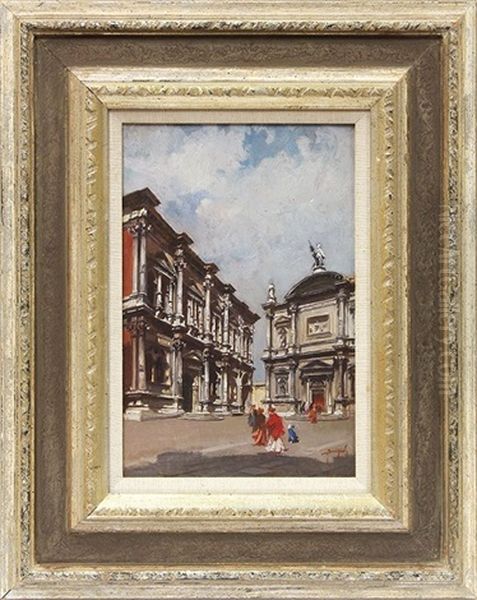 Venetian View Oil Painting by Emmanuele Brugnoli