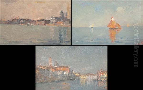 Venezia (set Of 3) Oil Painting by Emmanuele Brugnoli