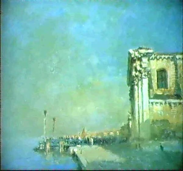 A Venezia Oil Painting by Emmanuele Brugnoli