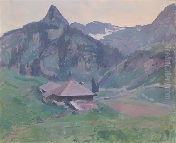 La Vallee Des Morthey (soir Apres La Pluie), 1910 Oil Painting by Ernest Hiram Bruelhart