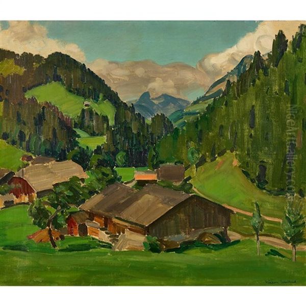 Sommerliche Landschaft Im Freiburgischen Oil Painting by Ernest Hiram Bruelhart