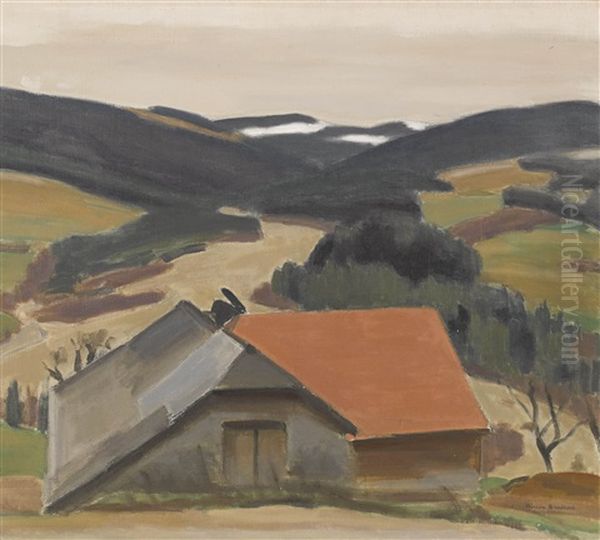 Freiburger Landschaft Mit Bauernhaus Oil Painting by Ernest Hiram Bruelhart