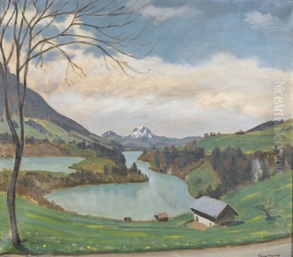 Lac De Montsalvens Oil Painting by Ernest Hiram Bruelhart