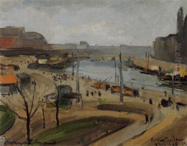 Blick Auf Einen Grossen Platz In Amsterdam Oil Painting by Ernest Hiram Bruelhart