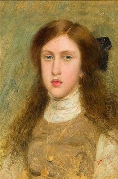 Retrato De Una Joven Oil Painting by Juan Brull Vinyoles