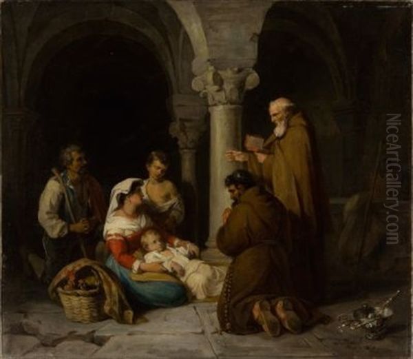 Der Segensspruch Oil Painting by Ludwig Bruls