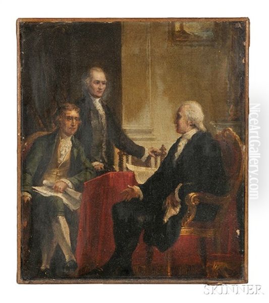 Study For George Washington With Jefferson And Hamilton Oil Painting by Constantino Brumidi