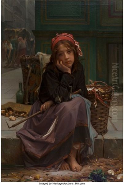 The Young Rag Seller Oil Painting by Charles Guillaume Brun