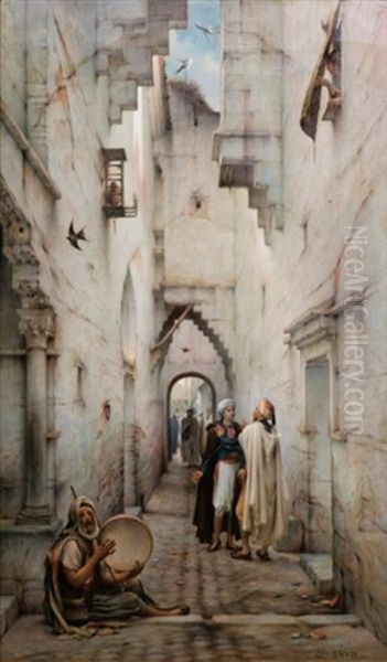 Une Rue A Constantine Oil Painting by Charles Guillaume Brun