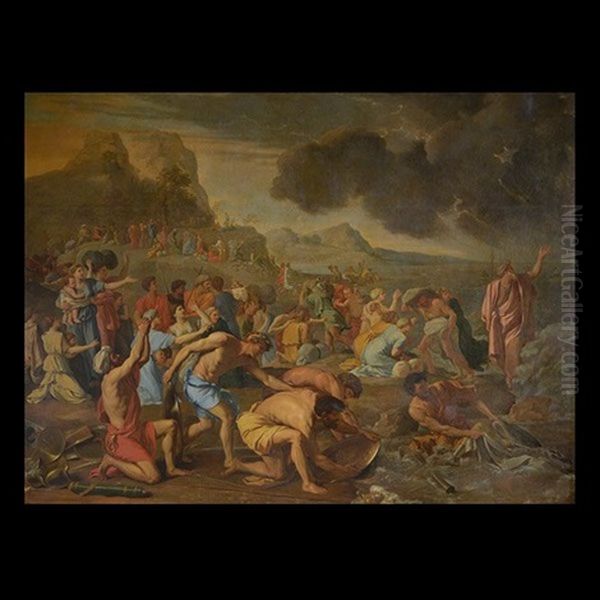 Crossing The Red Sea Oil Painting by Charles Le Brun