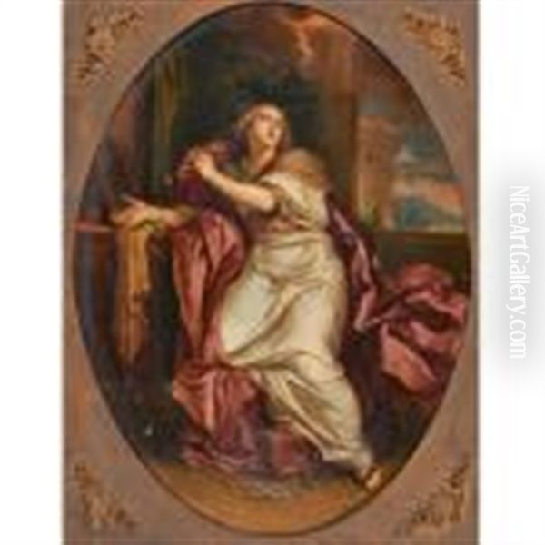 Mary Magdalene Renouncing All Earthly Vanities Oil Painting by Charles Le Brun