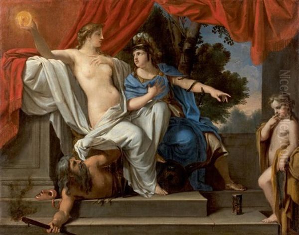 La Sagesse Et La Foi Denoncant Le Mensonge Oil Painting by Charles Le Brun