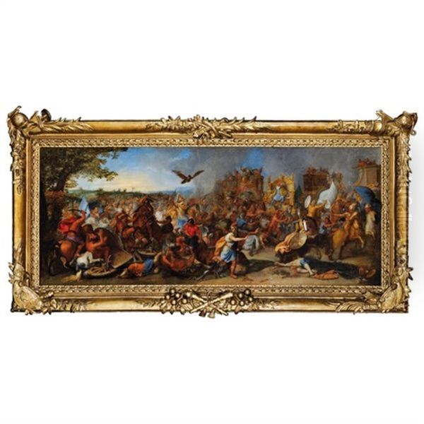 La Bataille D'arbelles (+ Alexandre Et Porus; Pair) Oil Painting by Charles Le Brun