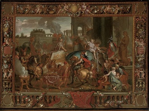 The Triumphal Entry Of Alexander Into Babylon Oil Painting by Charles Le Brun