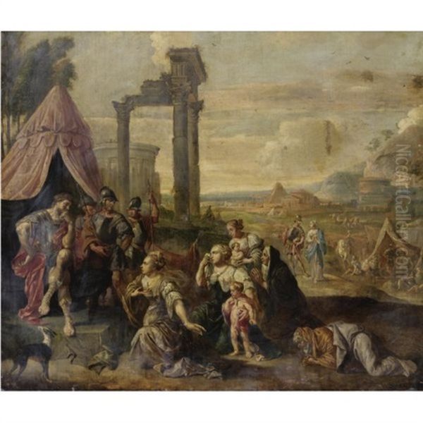 La Famiglia Di Dario Davanti Ad Alessandro Oil Painting by Charles Le Brun