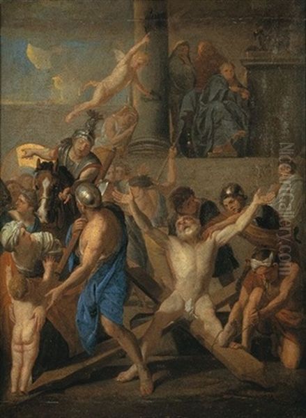 Le Crucifiement De Saint Andre Oil Painting by Charles Le Brun