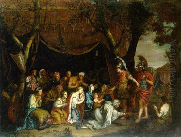 La Famille De Darius Implorant La Clemence D'alexandre Oil Painting by Charles Le Brun