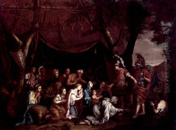 La Famille De Darius Implorant La Clemence D'alexandre Oil Painting by Charles Le Brun