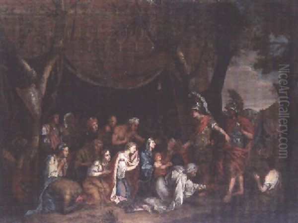 La Famille De Darius Implorant La Clemence D'alexandre Oil Painting by Charles Le Brun