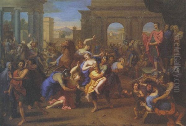 The Rape Of The Sabine Women Oil Painting by Charles Le Brun