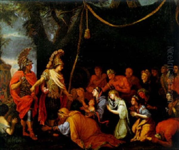 La Femme De Darius Aux Pieds D'alexandre Oil Painting by Charles Le Brun