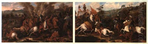 Scenes De Batailles Oil Painting by Charles Le Brun