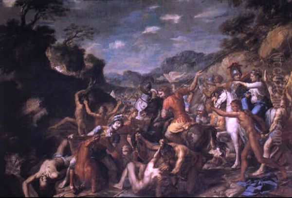 La Regina Tomiri Guida Il Suo Esercito Contro Ciro Il Grande Oil Painting by Charles Le Brun