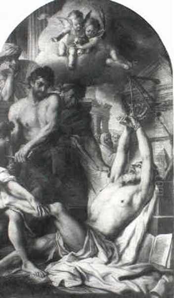 Martyrdom Of Saint Bartholomew Oil Painting by Charles Le Brun