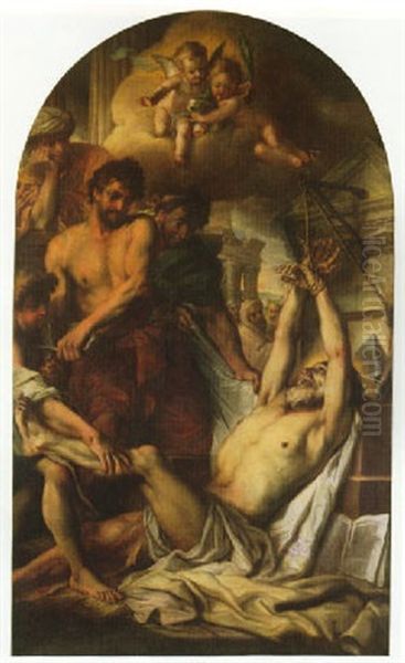 Martyrdom Of Saint Bartholomew Oil Painting by Charles Le Brun