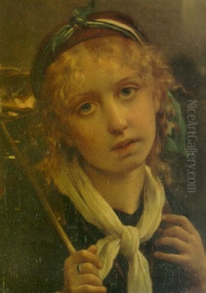 The Young Fisher Girl Oil Painting by Christen Brun