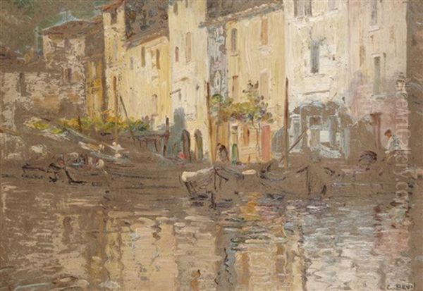 Martigues Oil Painting by Clement Brun