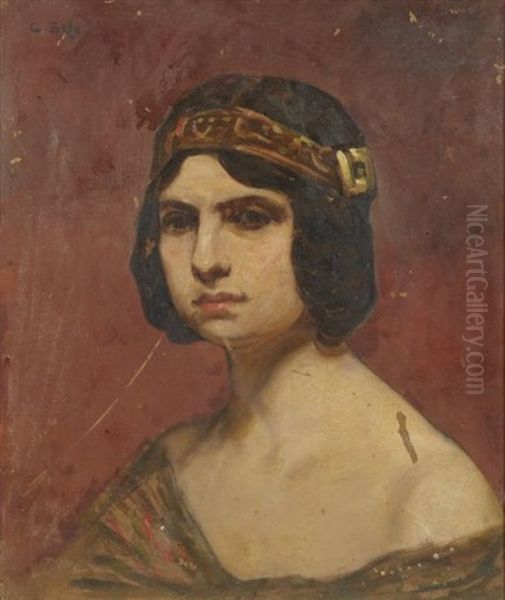 Portrait De Femme A La Couronne Oil Painting by Clement Brun