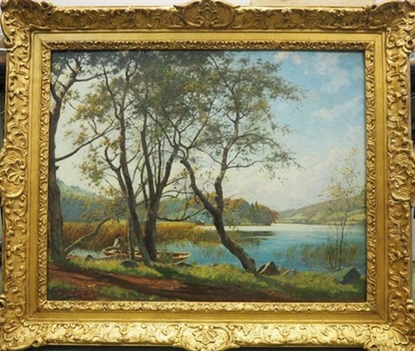 Lac De Laffrey Oil Painting by Edouard Brun