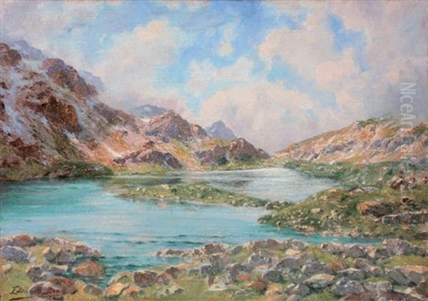 Lac De Montagne Oil Painting by Edouard Brun