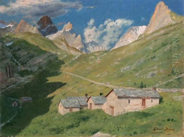 Bergeries En Vanoise Oil Painting by Edouard Brun