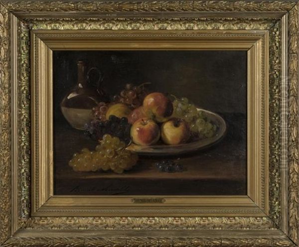 Nature Morte Au Melon Et Raisin , Nature Morte Aux Pommes Et Raison (2 Works) Oil Painting by Alfred Arthur Brunel de Neuville