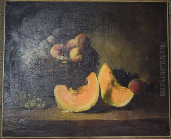 Nature Morte Au Melon Oil Painting by Alfred Arthur Brunel de Neuville