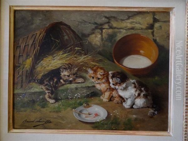 Chatons Oil Painting by Alfred Arthur Brunel de Neuville