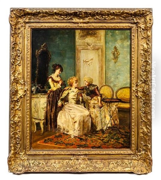 Three Young Women Oil Painting by Francois Brunery