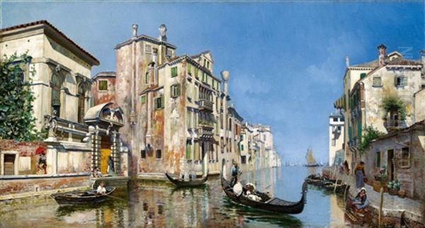 Ansicht Eines Kanals In Venedig Oil Painting by Francois Brunery