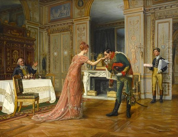 La Visite Du Fiance Oil Painting by Francois Brunery