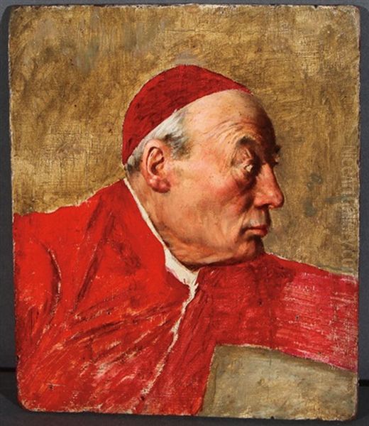 A Cardinal And A Bishop (pair) Oil Painting by Francois Brunery